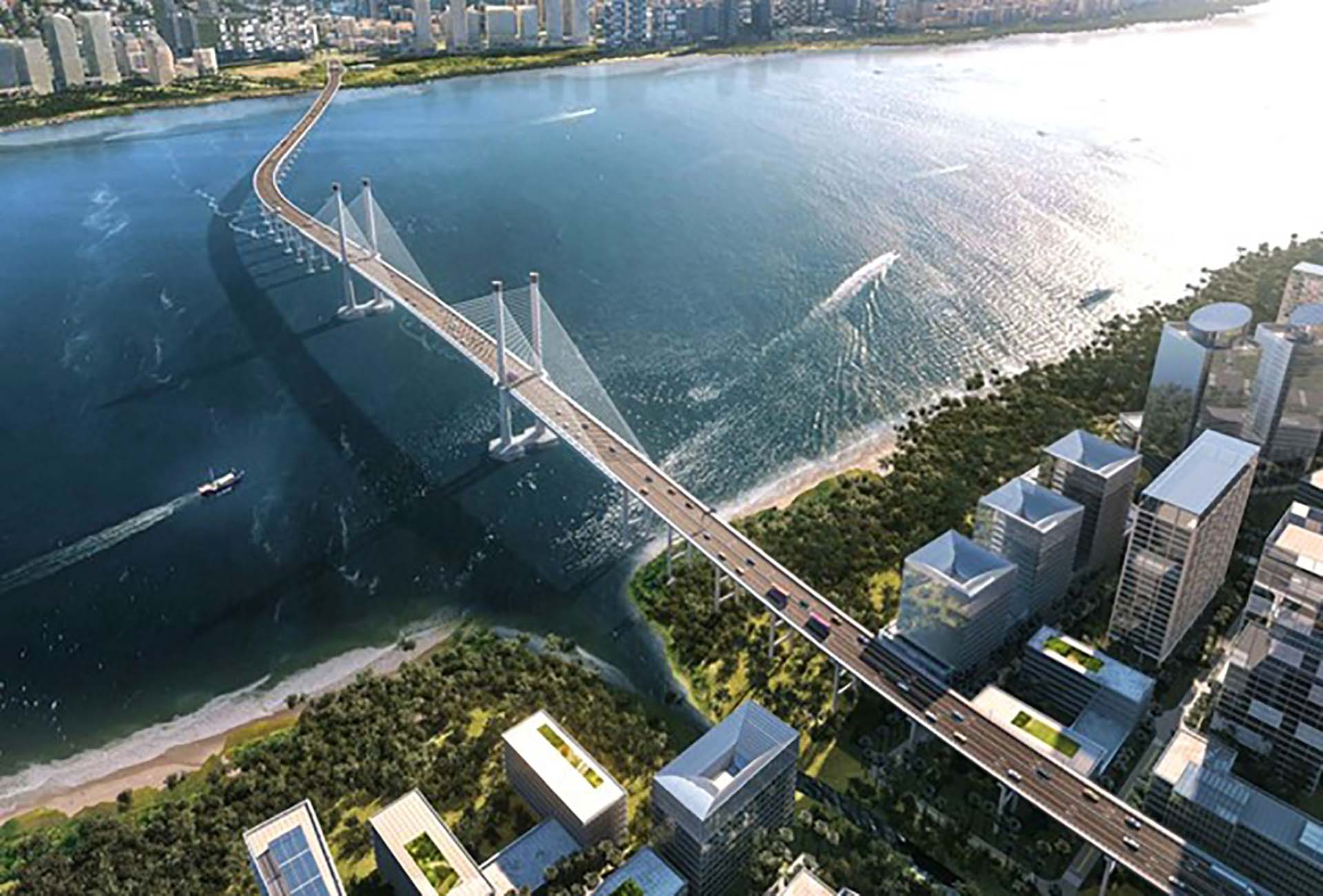 Politecnica render del New Demerara Bridge