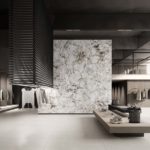 Vitra Tiles serie Marbleart ambientazione ristorante negozio di abbigliamento