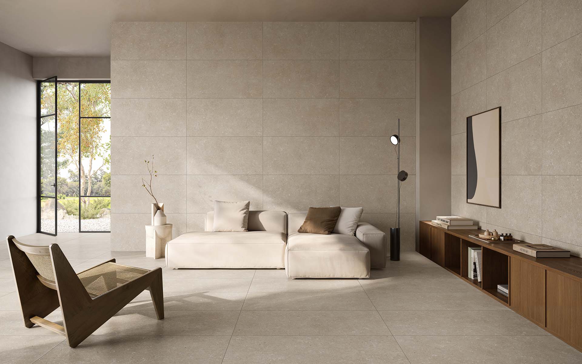 Vitra Tiles serie Stoneart ambientazione living