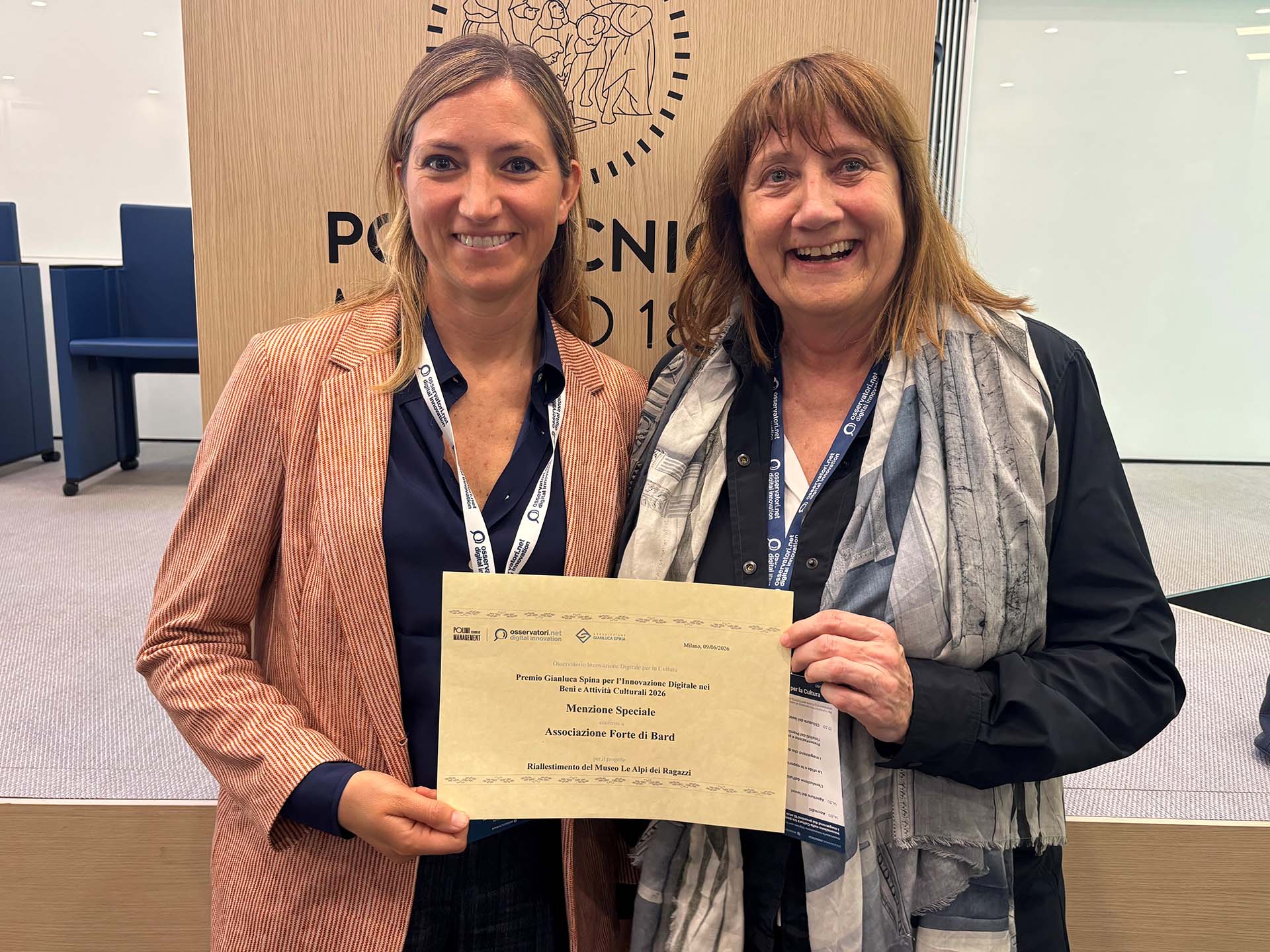 Da sinistra: Cristina Carla Maria Bardell, architetto dello studio Wau di Torino e Ornella Badery, presidente del Forte di Bard